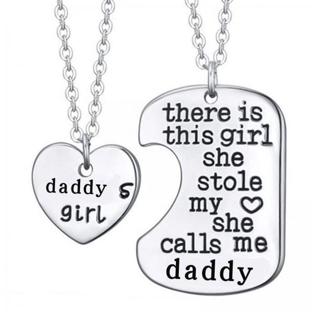 Juego de 2 collares para padre e hija, ideal para familias, joyería de moda para papás y niñas 2 piezas