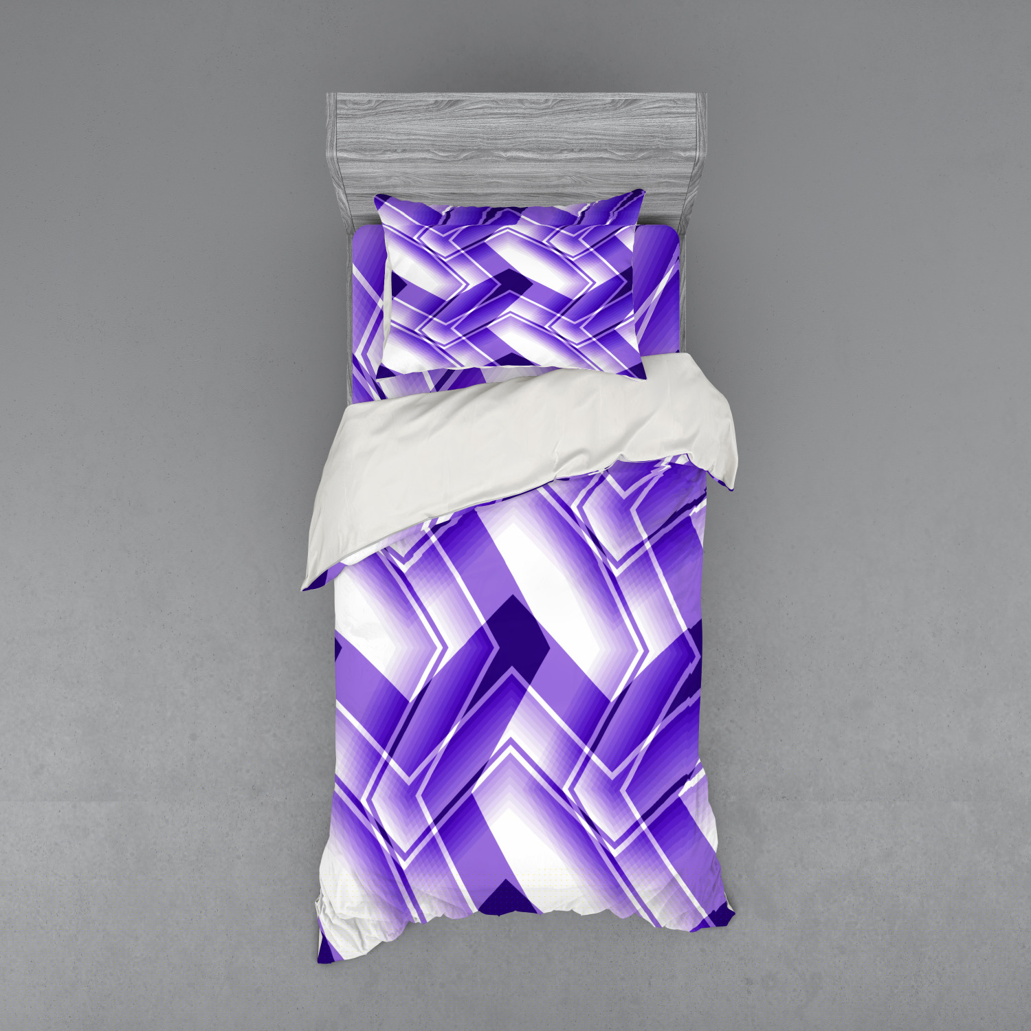 thumbnail image 1 of Ambesonne Abstract Bedding Set 3 Pcs, Trippy Digital Shapes, Twin, Violet White, 1 of 3