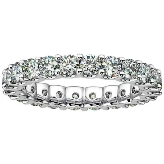1 1/2 Carat Ct VS Lab Grown Diamond Eternity U Band Wedding Ring Genuine Real Round Created in 14K White Gold for Women and Men Golds