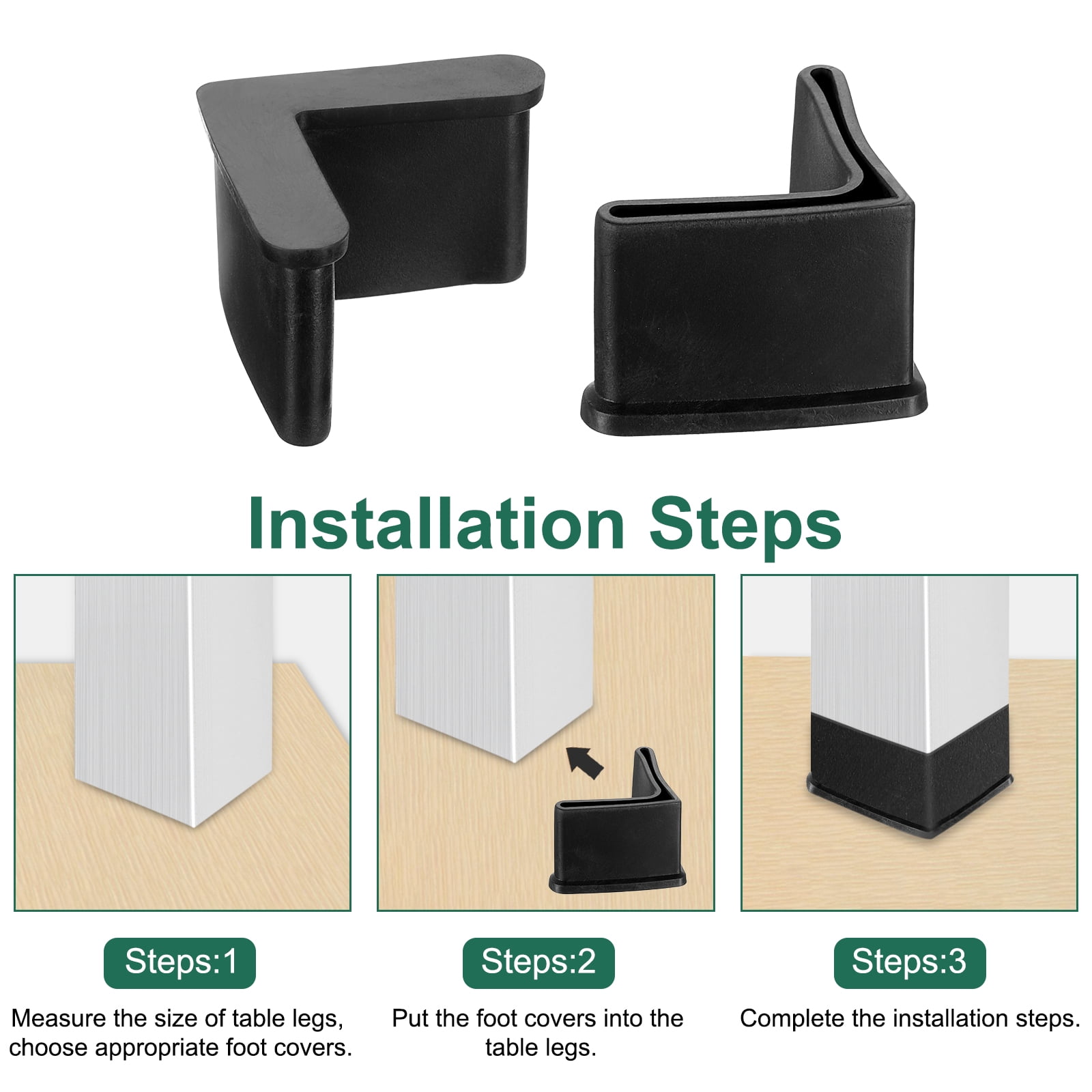 Unique Bargains L Shaped Furniture Angle Pads Floor Anti Slip Black 1" x 1"