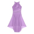 thumbnail image 3 of iiniim Women's Lyrical Dance Dress Halter Sleeveless Mesh Tulle High Low Skirt Leotard Modern Contemporary Dancewear Light Purple XL, 3 of 7