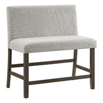 Maklaine Transitional Counter Bench with Upholstered Back in Brown