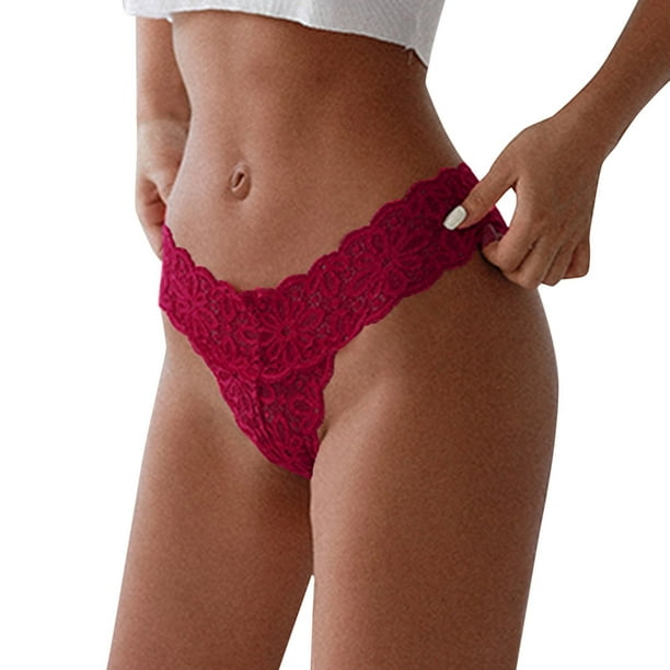 TOWED22 Lace Thongs Underwear for Womens Underwear Lace Panties Stretch  Soft Ladies Hipster Briefs Underwear Lady Underwear(Red,M) 