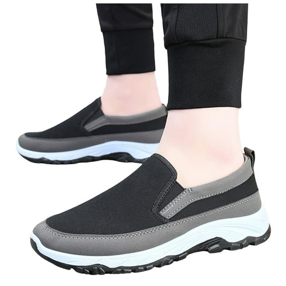 Mens Non Slip Work Shoes Fashion Casual Thick Canvas Slip on Walking Driving Loafers Golf Tennis Sneakers
