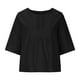 thumbnail image 5 of Top de mujer con cuello redondo y manga media - Camiseta lisa con costuras huecas - Tejido suave y elástico, informal/playa/fiesta, lavar a mano en frío, 5 of 6