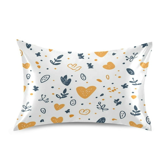 Heart and Leaf Pattern Luxury Silky Soft Pillowcase Standard Size Wrinkle Resistant Envelope Closure 20x26in