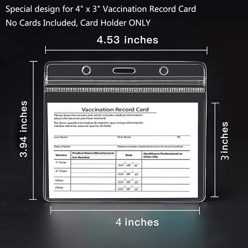 3PCS Houselog CDC Vaccination Card Protector 4.25 X 3.5 Inches,Vaccine Cards Cover Immunization Record Card Holder Clear Vinyl Plastic Sleeve with Waterproof Clip 