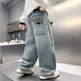 thumbnail image 6 of BOOMNY Toddler Boys Baggy Jeans Elastic Waist Graphic Y2K Wide Leg Baggy Denim Pants With Pocket, Sizes 5-6 Years, 6 of 6