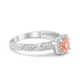 thumbnail image 4 of Halo Round Engagement Ring Morganite CZ 925 Sterling Silver Size 8, 4 of 7