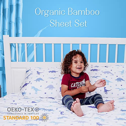 Kids Organic Viscose Derived from Bamboo Sheet Set Twin or Full Size Fitted Bed Sheets Oeko Tex Certified Cute Toddler Bedding for Girls Boys Dino Full Walmart