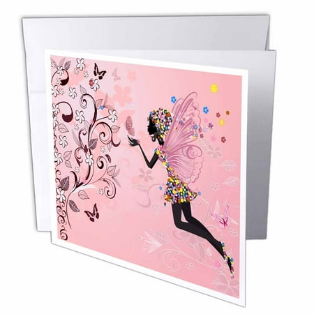 3dRose Fairy with Flowers, Greeting Cards, 6 x 6 inches, set of 12