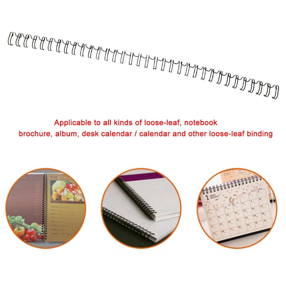 BIMZUC 100PCS 9.5mm / 0.37 inches Black A4 Size 34 Teeth 3:1 Double Loop Wires Binding Wire Calendar Binding Iron Spines
