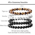 thumbnail image 5 of 4PCS Natural 8mm Gorgeous Semi-Precious Gemstones Healing Crystal Stretch Beaded Bracelet Unisex (4 Colors), 5 of 9