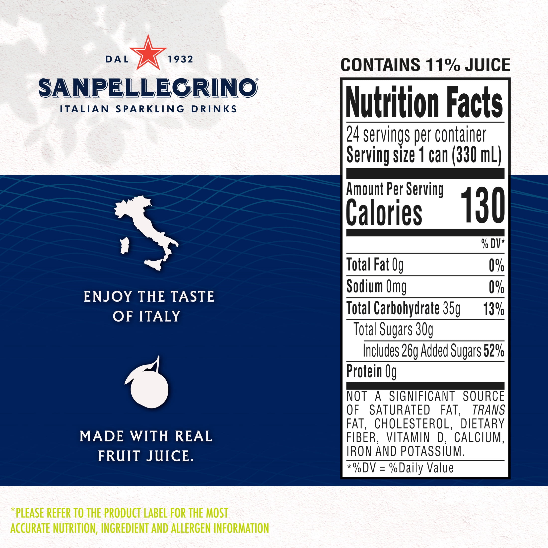 SanPellegrino Soda Italiana Sparkling Grapefruit, 24 Pack Cans