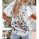 thumbnail image 3 of Camisa Informal Para Mujer, Boho, Manga Corta, Transpirable, Fácil De Combinar, Con Botones, Cuello En V Con Volantes Suaves Para El Verano, Para La Oficina, Para Niñas, Para El Cergrey Blanco S, 3 of 6