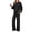 Black, variant on Two Piece Sets for Women Fall Travel Vacation Outfits Pleated Long Sleeve Lounge Sets Wide Leg Pants