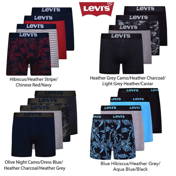Levis Mens Boxer Briefs cotton Stretch Underwear For Men 4 Pack greyRed 
