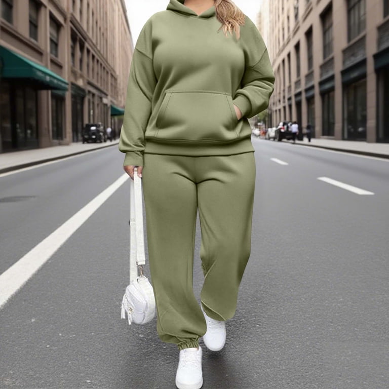 WMTBSRSW Women's Plus Size (L-5XL) Sweatsuits 2 Piece Outfits