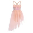 thumbnail image 2 of YUUMIN Big Girls Sequins Lyrical Dance Dress Crisscross Back Ballet Leotard Tulle Skirts Orange 4-5, 2 of 5