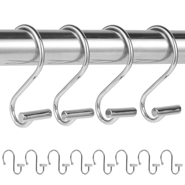 Muyoka Ganchos para cortina de ducha Anillos decorativos para cortina de ducha para baño Juego de 12 Ganchos de ducha de metal resistente a la oxidación Perchas Diseño en forma de T para baño Muyoka Hogar