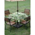 thumbnail image 4 of Outdoor Tablecloth with Umbrella Hole for Patio/Picnic/Party/Camping, Tropical Plants Waterproof Table Cloth Square Cover Washable, Summer Green Palm Leaves Wooden Grain (54"x 54"), 4 of 8