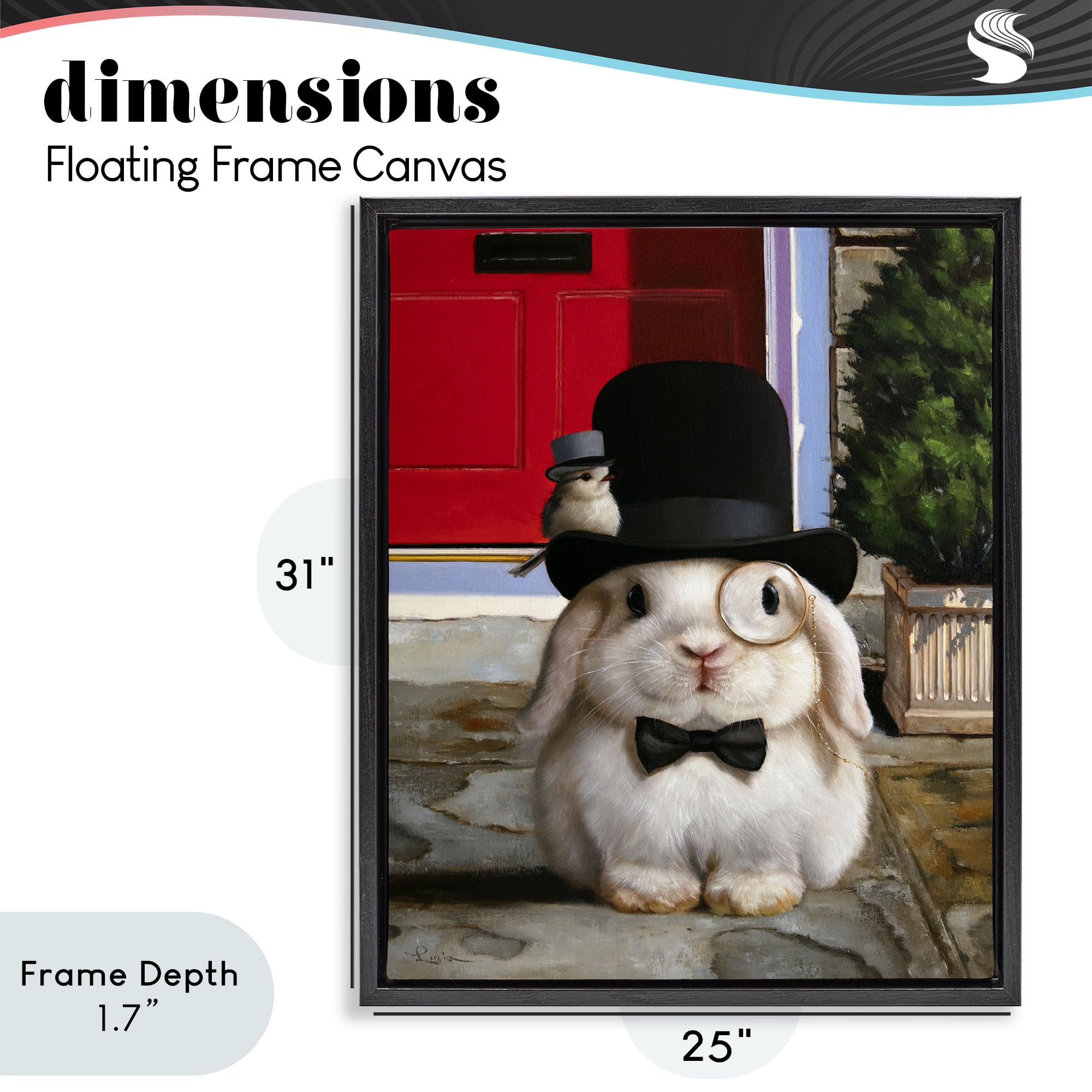 Stupell Industries Lord Bunbury Rabbit Black Framed Floater Canvas Wall Art, design by Lucia Heffernan