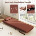 thumbnail image 2 of Costway Canapé-Lit Convertible 3-en-1 avec Dossier Réglable 5 Positions et Coussin Lombaire Marron, 2 of 10