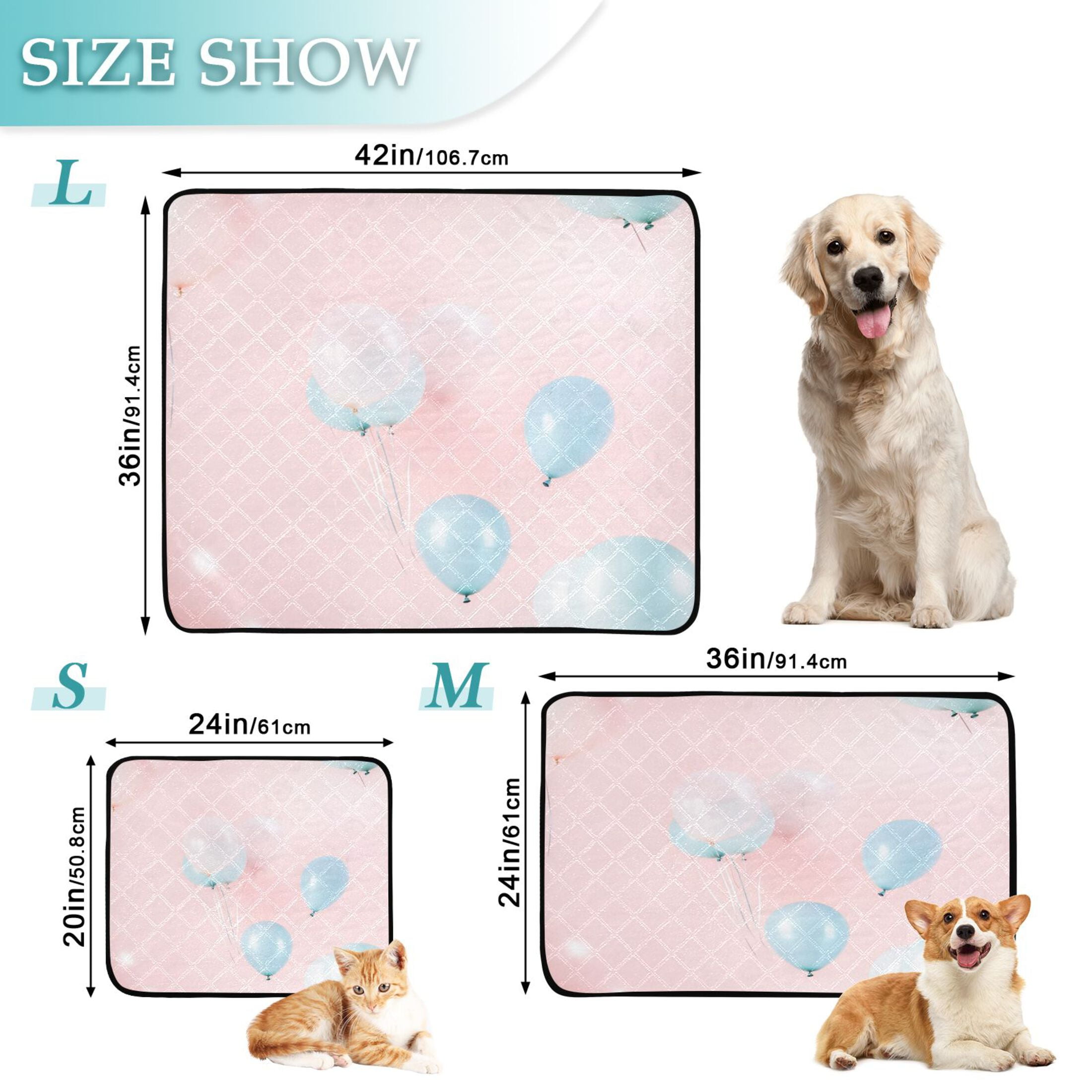 Washable Pet Pee Pads with Super Absorbent Reusable Training Pads for Dogs & Cats Blue Balloons