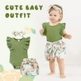 thumbnail image 2 of Younger Tree Toddler Baby Girl Summer Short Sleeve Romper Shorts Headband Clothes Outfits Set,Size 0-24 Months, 2 of 7