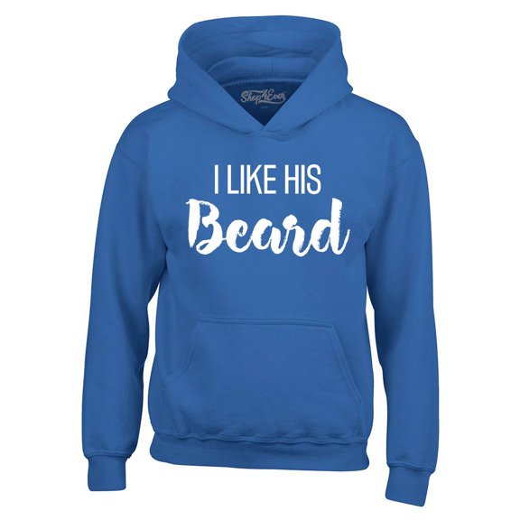 Shop4Ever Men's I Like Her Butt I Like His Beard Couples Matching Hooded Sweatshirt Hoodie Small Royal Blue