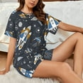 thumbnail image 4 of Sikiie Space Cars Womens Pajama Sets Short Sleeve Top With Pants Sleepwear 2 Piece Lounge SetMedium, 4 of 6