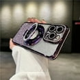 thumbnail image 4 of Luxury Electroplated Shiny Diamond Magnetic Ring Bracket For Magsafe Case For iPhone 15 Pro Max 14 12 13 Plus Shockproof Cover Gold For iPhone 12Pro, 4 of 6