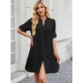 thumbnail image 4 of Deago Women's Short Sleeve V Neck Button Down Shirt Dresses Casual Loose Summer Dress Swimsuit Cover Up (Black, S), 4 of 8