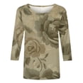 thumbnail image 3 of Cilsoka Womens Boho Tops 3/4 Sleeve Button V Neck T-Shirts Casual Vintage Floral Blouse Loose Summer Fashion Boho Shirts, 2026 Fashion Tops, 3 of 4