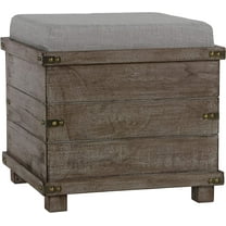 Cortesi Home Scusset Storage Chest Tray Ottoman in Fabric and Wood, Grey, 15.75"W x 15.75"L x 15.5"H