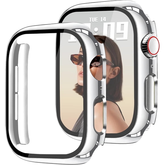 Yanonmyfd Funda para reloj brillante con protector de visualización HD para mujer compatible con Apple Watch de 49 mm de diámetro, protector de cara para iWatch Series Ultra 3/2/1, color dorado