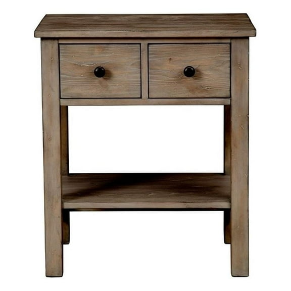 Pemberly Row Modern Wood 2 Drawer Nightstand in Natural Gray