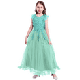 thumbnail image 4 of IBTOM CASTLE Flower Little Big Girls Maxi Dress Bridesmaid Wedding Pageant Party Princess Communion Floral Boho Vintage Lace Dance Gown 11-12 Years Turquoise Green, 4 of 8