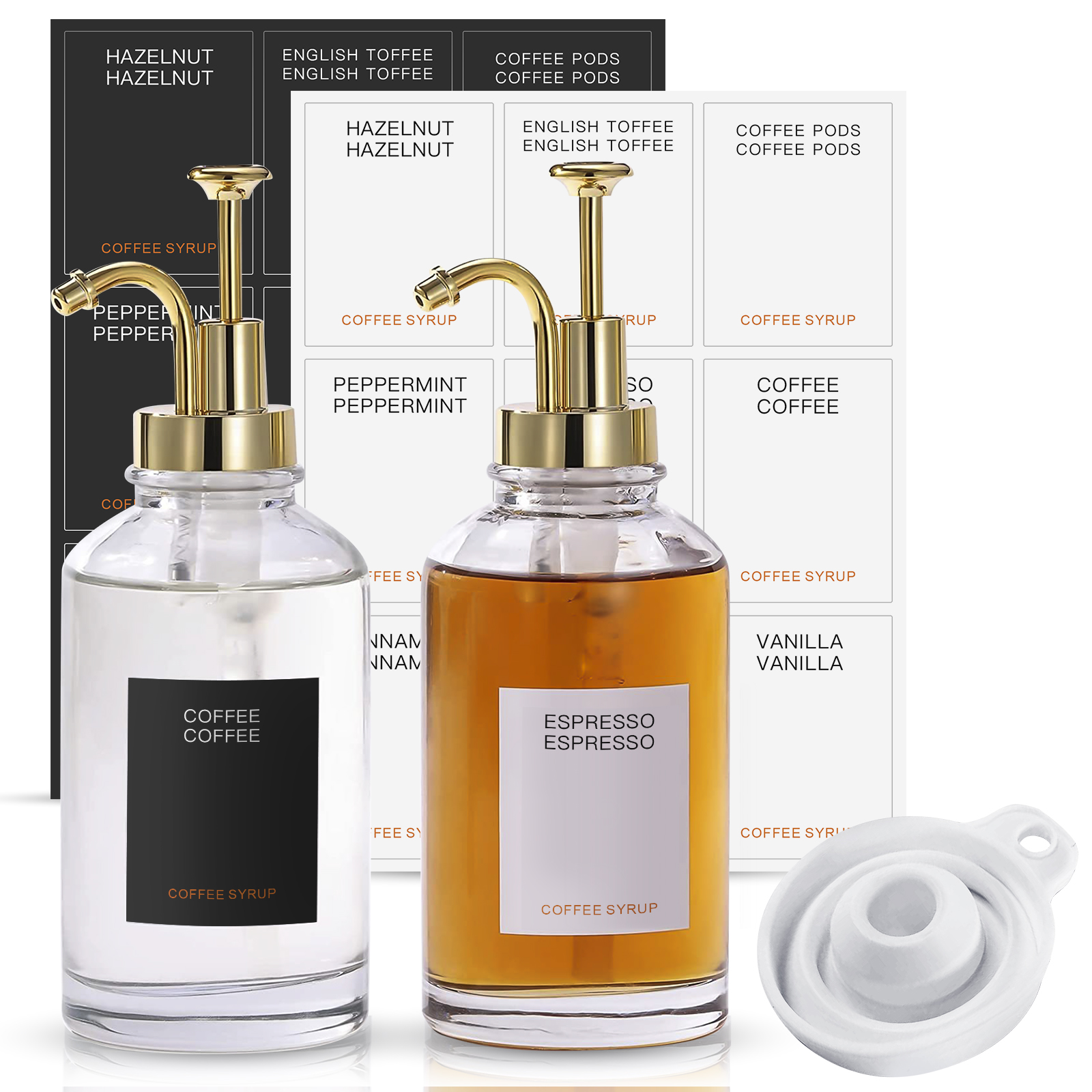 CrBoelves Coffee Syrup Dispenser for Coffee Bar Organization, 2pk Glass