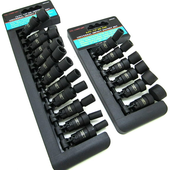 18pc 1/4" Drive Universal Ball Swivel Deep Impact Socket Set SAE & METRIC