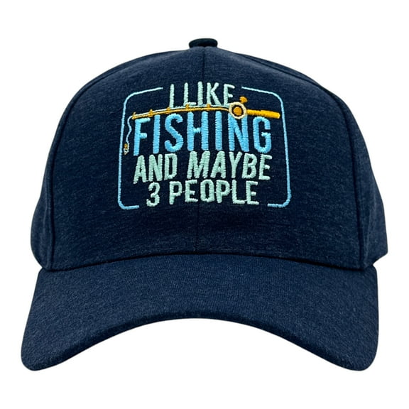 I Like Fishing and Maybe 3 People Hat Funny Sarcastic Fish Graphic Novelty Cap