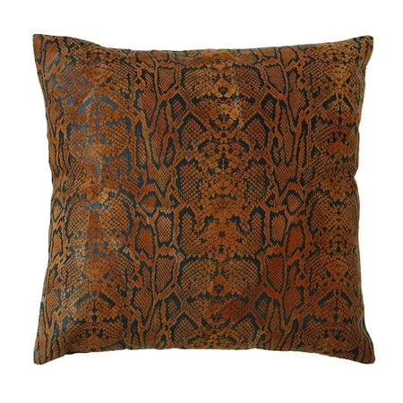 Exotic Jungle Leather Pillow Snake Skin Rich Brown Black Home Décor 23652