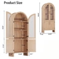 thumbnail image 3 of Accreate 60" Arched Display Cabinet with Fluted Details, Boho Glass Door Bookshelf, 5-Tier Tall Wood Pantry Cabinet, Arched Hutch Storage Cabinet for Entryway, Kitchen, Living Room, 3 of 7