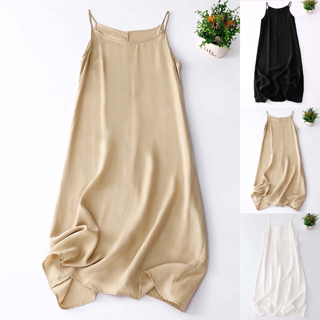 XiYing Robes pour Femmes, Robe d'Été Sans Manches à Col Rond Unie Style Camisole pour Femmes, Tenue Décontractée Quotidienne, Convient aux Tailles G-TG,