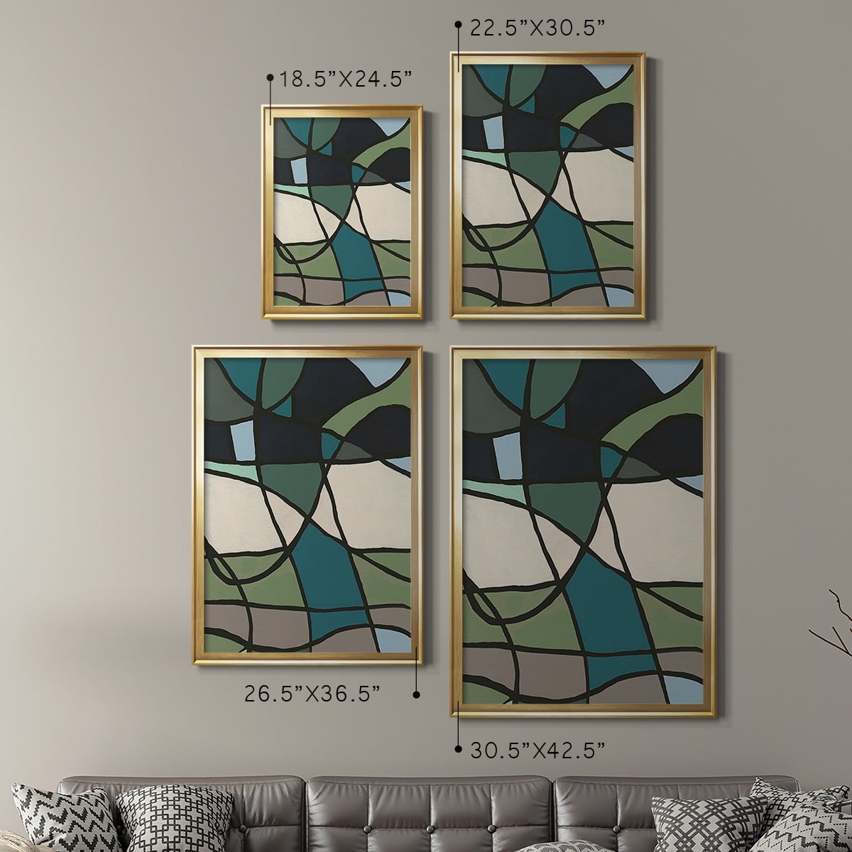 Multicolor Stained Glass I Premium Framed Print, in Gold, Black, or Silver - Ready to Hang