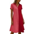 thumbnail image 5 of Horkkom Shirt Dresses for Women V Neck Short Sleeve Midi Dresses Summer Plaid Print Casual Dresses XXL, 5 of 7