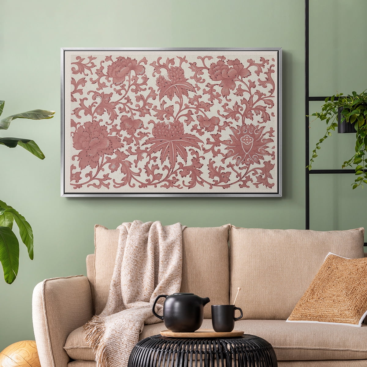 Vintage Abstract Print-XXVIII Framed in Silver Wood Gallery Wrapped Canvas 25 in. x 37 in.