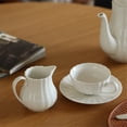 thumbnail image 2 of Ceramic Embossed Cream Pitcher With Handle White Sauce Pot Gravy Boat For Hotel, Restaurant, 2 of 5
