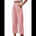 thumbnail image 2 of Pantalones Casuales para Mujer, Holgados, con Cordón, Cintura Alta, Pierna , para Playa y Bolsillos. Rosa L, 2 of 9