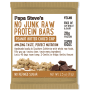 Papa Steve's No Junk Raw Protein Bar, Peanut Butter Choco Chip, 20g Protein, 10 Ct
